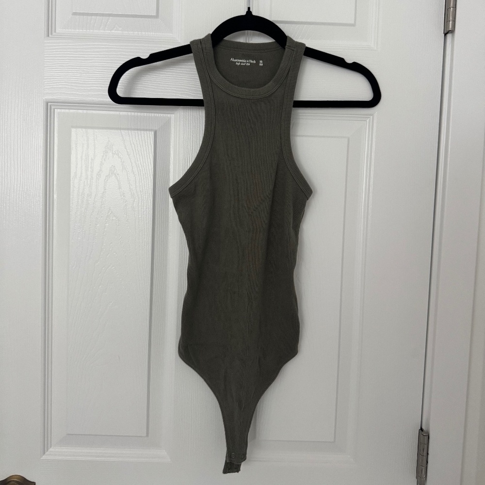Abercrombie green high neck ribbed bodysuit